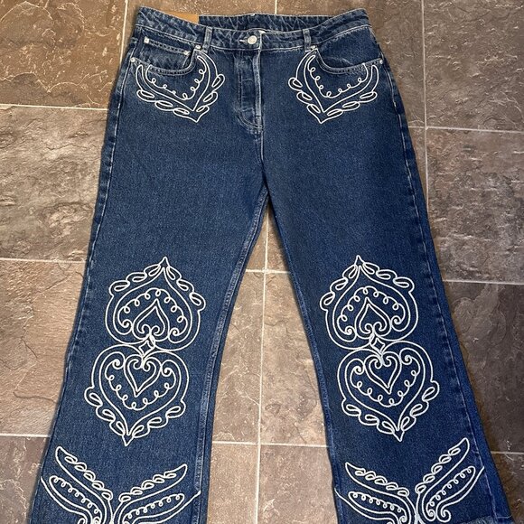 FARM Rio Denim Cornely Embroidered Cropped Pants Size 33 XL NWT - Picture 3 of 4